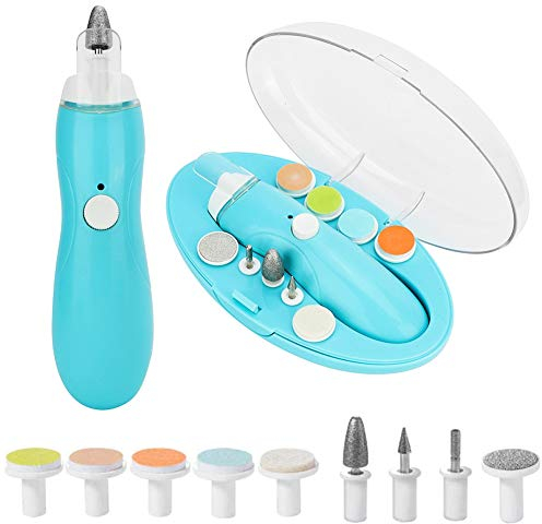 Baby Nagelfeile Elektrisch, Baby Nail Trimmer mit LED-Frontlicht, 9 Ersatz Schleifköpfen und Aufbewahrungskoffer - Nagelpflege für Babys und Erwachsene