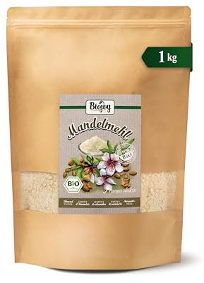 Biojoy Harina de almendra BIO, parcialmente desgrasada, 1 kg | Almendras molidas de Italia, naturales, ideales para hornear