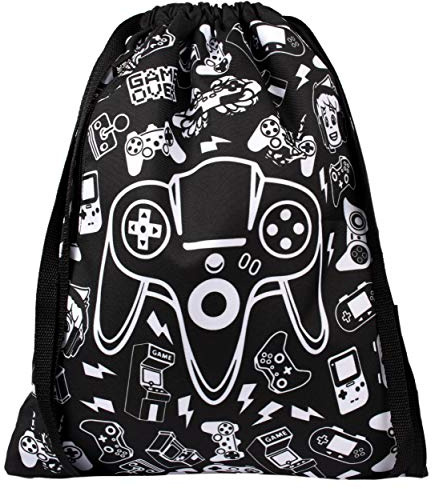 Fringoo® Barn dragskoväska med dragkedja framtill PE-kit väska skolryggsäck, Gameon, L, Modern
