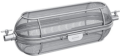 RÖSLE Drehspießkorb, Hochwertiger Grillspießkorb für Kartoffelspalten und Gemüsewürfel, passend zu RÖSLE Premium-Drehspieß, Edelstahl 18/10, silberfarben