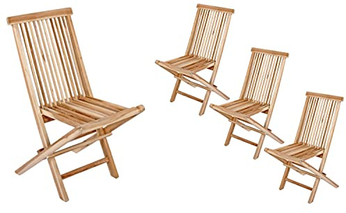 SAM 4er Set Balkonstuhl Menorca, Teakholz massiv, Klappstuhl | zusammenklappbarer Gartenstuhl, für Balkon, Garten & Terrasse
