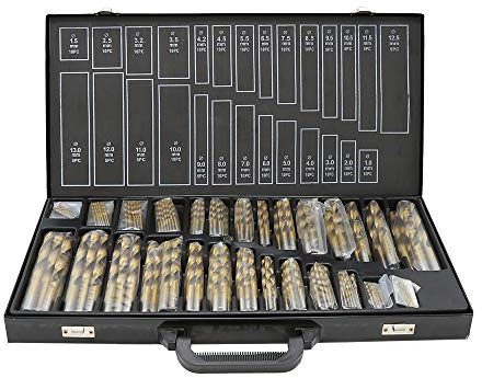 SWANEW 230 Teiliges Metallbohrer Set 1-13mm Spiralbohrer Satz Titan beschichtet DIN338 Stahlbohrer HSS Spiral-Bohrer