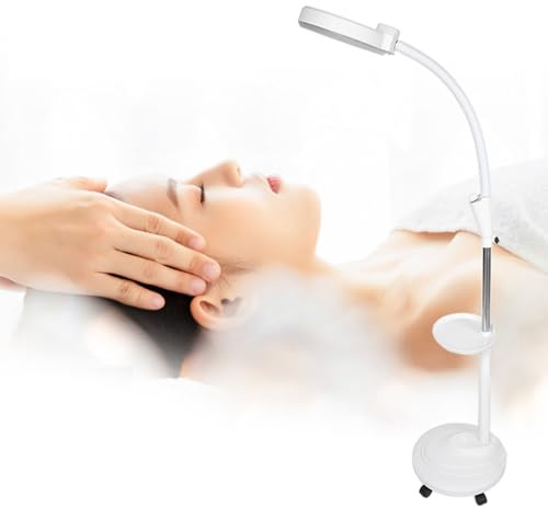 Lampada da Terra con Lente D'ingrandimento, Lente D'ingrandimento a LED 8X con Lente in Vetro Regolabile Luce Facciale Rotante Salone di Bellezza Cura della Pelle Tattoo Manicure Attrezzature per Cuci