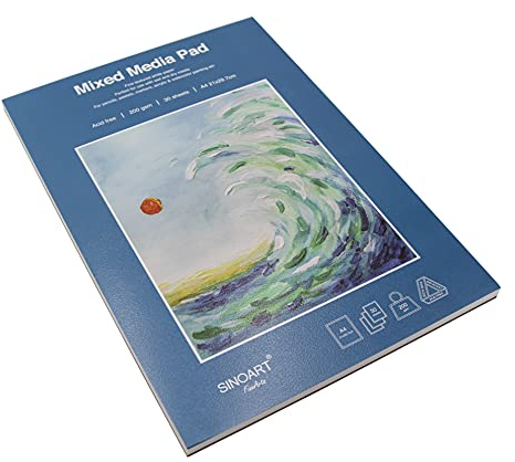 Paintersisters® Malblock A4, 30 Blatt für Mixed Media, Block mit leicht Strukturiertem Papier 200g/m², naturweiß und matt, säurefrei