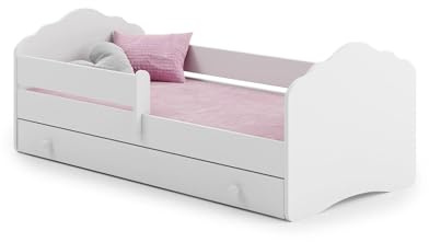 Dmora - Einzelbett Plock, Struktur des Lagerbetts, Sommier mit Abdeckung, Bettrahmen aus Stoff, 144x78 h58 cm, Weiß