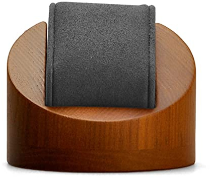 Oirlv Solid Wood Single Watch Display Stand Watch Organizer Showcase Jewelry Display Stand(Round Single, Grey)