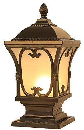 WFZRXFC Square Rustproof Glass Courtyard Gate Lights Bollard Lamp Street Post Light E27 Continental Waterproof Table Lamp Column Lamp Garden Villa Landscape Lantern Outdoor Lights Decoration Lighting