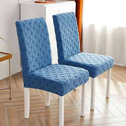 Treer Universal Einfarbig Stuhlhussen Set Stuhlbezug Sitz Stretch Beschützer, Jacquard Plüsch Abnehmbare Stretch Stuhlhussen Für Stuhl Esszimmer Party Bankett Stuhldekoration (Navy Blau,4 Stück)
