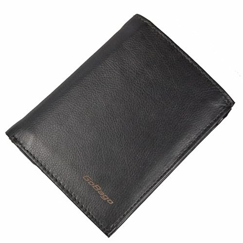 GoBago Leder Brieftasche RFID Reise Etui Reisepass Ausweismappe Impfpass Kartenetui (Schwarz)