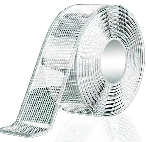 HEEYoo Doppelseitiges Klebeband Extra Stark Transparent Nano Klebeband Abnehmbar und Spurlos Hitze Feuchtigkeitsbeständig (2 Rollen:2CM*3M)