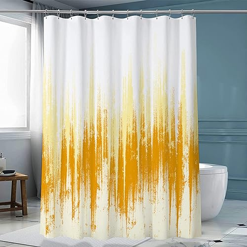 Duschvorhang 180x200 Orange Gelb Weiß Shower Curtains Verdickung Polyester Duschvorhänge Antischimmel Shower Curtain Wasserdicht Duschvorhang Badewanne Edelstahl Ösen