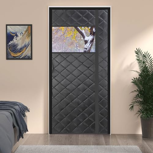 HUHJYUGE Thermovorhang 70x200cm, Türvorhang Kälteschutz, Magnet Wärmeschutzvorhang, Isoliervorhang Gegen Kälte und Hitze, Strapazierfähiges Oxford-Tuch mit Polyester Baumwolle