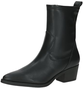CAPRICE Damen Stiefel mit Absatz mit Reißverschluss Vegan, Schwarz (Black Stretch), 40 EU