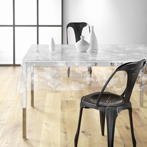 Douceur d'Intérieur, tovaglia cristallo rettangolare (140 x 240 cm) Danela, bianco, PVC stampato 14/100E