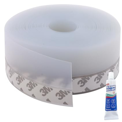 ZERITO Weather Stripping Door Seal, 32 FT Door Draft Stopper Adhesive Silicone Seal Strips Ideal for Doors, Windows, Shower Glass (45mm)
