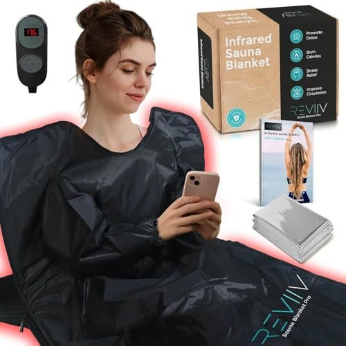 Portable Sauna Blanket with Arm Sleeves for Ultimate Flexibility - Far Infrared Sauna Blanket for Detoxification with 10x Bonus Thermal Blankets - Infrared Saunas for Home, 113-176℉