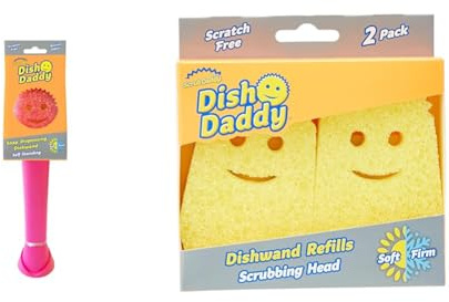 Scrub Daddy Dish Wand Scrubbing Brush with Handle, Soap Dispensing Dish Brushes & Dish Wand Scrubbing Brush Replacement Heads, Soap Dispensing Dish Brushes
