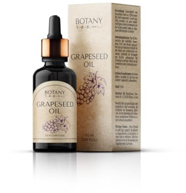 olio di vinacciolo puro biologico, 50 ml, 100% puro, spremuto a freddo, cura per viso, corpo, capelli, per pelli secche e sensibili, in qualità premium BotanyRoom® Olio di semi d'uva