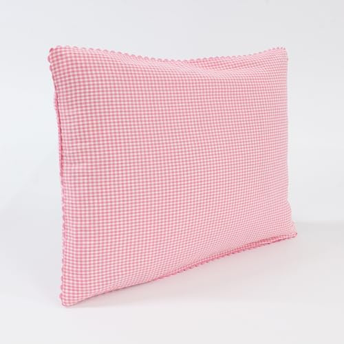 Hans-Textil-Shop Kissenbezug 30x40 cm 2x2 mm Karo Zackenlitze Hotelverschluss - Kissenhülle, Landhaus, Karo Muster, Deko, Wohnen, Heimtextilien (Rosa)