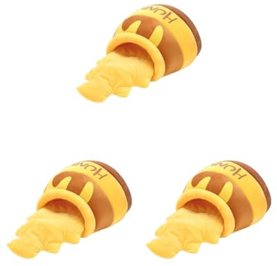 Lot de 3 lits pour chat en forme de pot de miel jaune - Pour l'automne et l'hiver - Respirant - En peluche - Pour petits chats et chiens