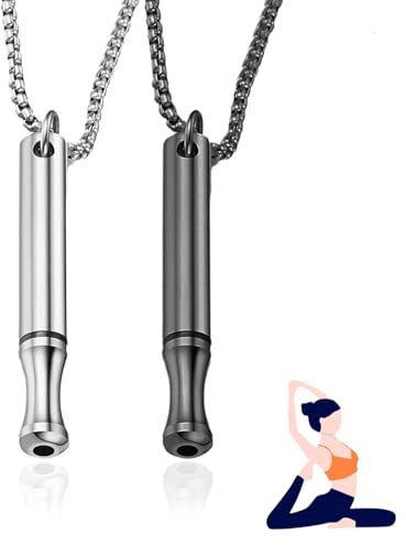 2 Stück Rauchentwöhnung Hilfsmitte,V2 Halskette Rauchfrei Original,Atemkette Rauchfrei Hilfsmittel Raucherentwöhnung Kette mit Pfeif,Angst Atemhalskette mit Widerstand,Gegen Rauchen Aufhören Necklace