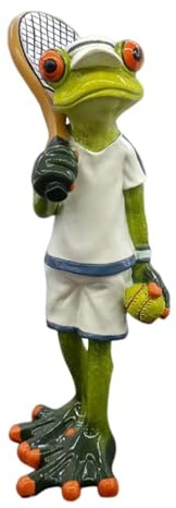 puzzlegame Statues en résine de décoration de Grenouille de Simulation, Figurines d'athlète de Tennis de Grenouille - Figurines Artisanales de Grenouille Faites à la Main en résine - Grenouille