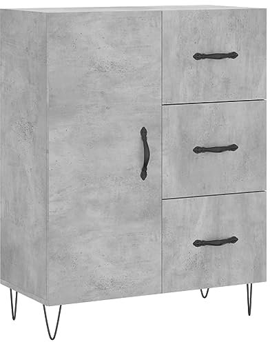 Annlera Sideboard Moderne Hochschrank Beistellschrank Aufbewahrungsschrank Vorratsschrank Praktische Schrank Standschrank Buffetschrank Möbelstück für Wohnzimmer Betongrau 69,5x34x90 cm