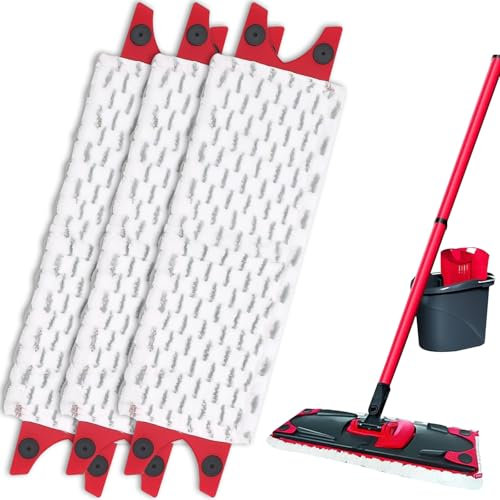 Yeria Replacement Microfibre Pad, Têtes de Balai Plates en Microfibre pour Vileda Ultramax 2 en 1 Spray Remplacer, Recharges en Microfibre pour Bbalai Domestique (Lot de 3)