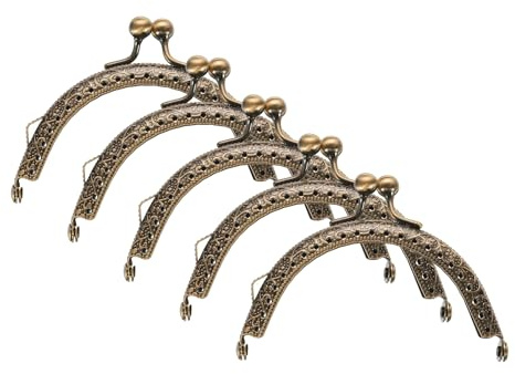 QUARKZMAN 5pcs Marco de Bolso de Metal, 8.5cm/3.3 Retro Arco Cierre de Beso Marco Repujado para Bolso de Mano, Monedero, Bolso de Embrague, Reemplazos de Hardware de Marco (Bronce)