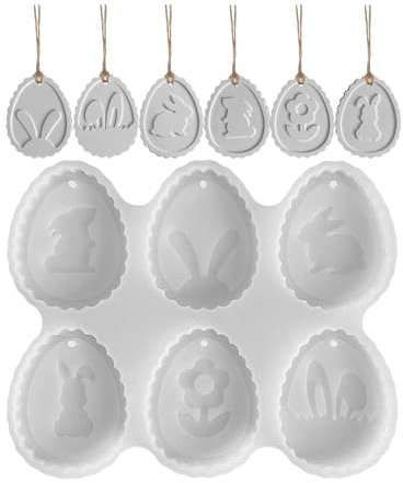 Stampi pasquali in silicone, stampi per uova di Pasqua | Decorazione di uova di Pasqua con simpatico coniglietto | Stampi in gesso pasquale per fusione, uova di Pasqua appendibili, resistenti alle alt