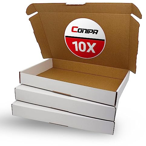 Conipa® 20 Stück Maxibriefkarton A4 in 350 x 250 x 50 mm (weiß) - Warensendung & Buchverpackung aus stabiler Wellpappe - Versandkarton & Faltkarton BÜWA (Bücher Versand) - Karton Verpackung Maxibrief