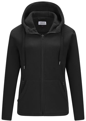 Outdoor Ventures Damen Fleecejacke mit Durchgehendem Schwarz S