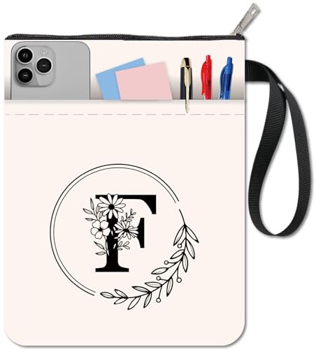 CRASPIRE 11 x 86 Pulgadas cremalllibro Funda Libro Tela la Manga 86 Pulgadas Cubierta Libro la Manga Adicional Letra del Alfabeto F Protector Hoja Flor Tela Bolsillo Bolsillo Lavable el Regalo
