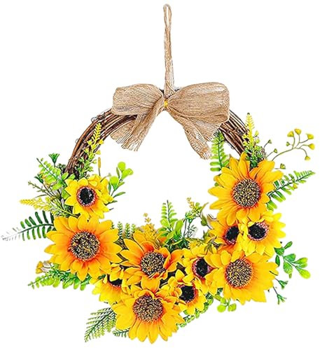 Giove di girasole con benvenuto, ghirlanda estiva primavera per porta d'ingresso, decorazioni da parete di girasole per finestre Ornamenti per regalo a casa