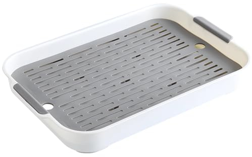 Large Double Layer Pet Litter Box with Grate, Anti-Flip Training Pan (14.4×9.6×2) for Rabbits, Guinea Pigs & More