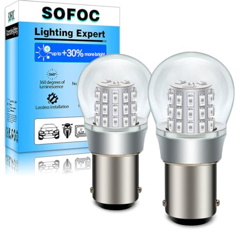 SOFOC BA15D Ampoule LED 6V 12V DC Rouge Feu Stop/Rouge Arrière Feu de Position Pour Automobile RV Camping-Car Bateau etc. 3014 39SMD 1000Lm Plus Brillant 2Pcs