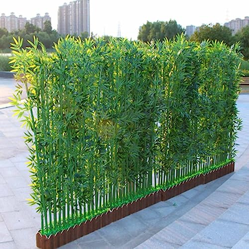 Árbol de bambú artificial con base de madera maciza, vegetación sintética realista para decoración del hogar, oficina, sala de estar, ideal como separador de espacio y acento de pared de TV