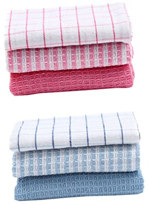 TOBBOMEY Paños de Cocina a Cuadros 6 Piezas 2 Juegos Absorbentes Reutilizables para Limpieza del Hogar y Lavado de Utensilios de Cocina Uso Doméstico Color Aleatorio
