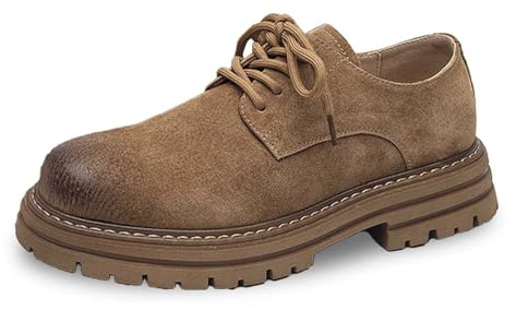 Generisch 2025 Bottines décontractées à lacets pour homme et femme Semelle épaisse Confortable pour un usage quotidien Durable Chaussures élégantes pour jeans toutes saisons, marron, 44 EU