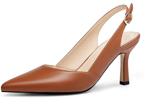Rilista Women's Slingback Kitten Heels Closed Pointed Toe Wedding Party Dress Pumps Shoes