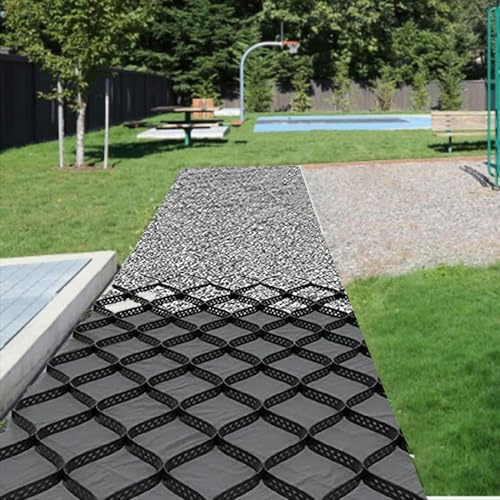 HDPE-Kies-Bodengitter – robustes Geogitter für Einfahrten, Gehwege, Terrassen, Parkplätze – DIY Gras- und Kieslösung, 6 x 6 m