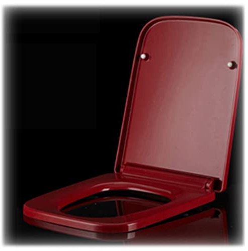 Abattant de WC carré rouge avec fermeture douce et dégagement rapide, siège de toilette universel robuste et respectueux de l'environnement en urée-formaldéhyde avec charnière régl,Red-Onesize