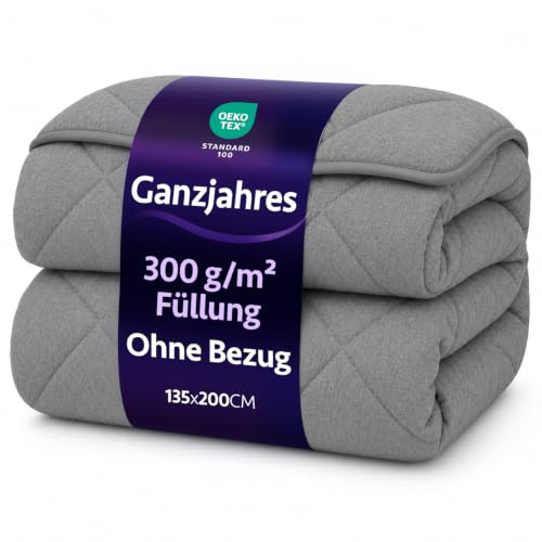 Formeya 4 Jahreszeiten Bettdecke 135x200 cm - Steppdecke ohne Bezug - Mikrofaser Schlafdecke mit 300 g/m² Füllung - Ganzjahresdecke Antiallergisch, Waschbar, Beidseitig Nutzbar - Anthrazit