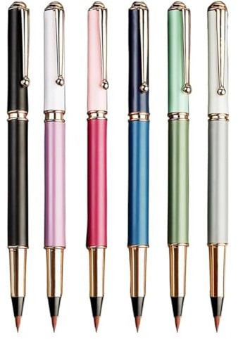 Bosiyrggrl 6 Stück Morandi Kalligraphie-Stifte, Handbeschriftungsstifte, Weiche Spitze, Metallstabstift zum Schreiben Von Anfängern, Chinesische Pinselstifte