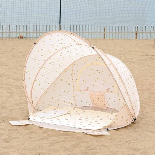 Strandmuschel Pop Up UV Schutz, UPF 50+ Pop Up Strandmuschel, 145*125*108cm Faltbar Strand Muschel Baby UV Zelt, Windschutz Strandzelt, Automatisches Pop Up Sonnenschutz, Baby Strandmuscheln (Zitrone)