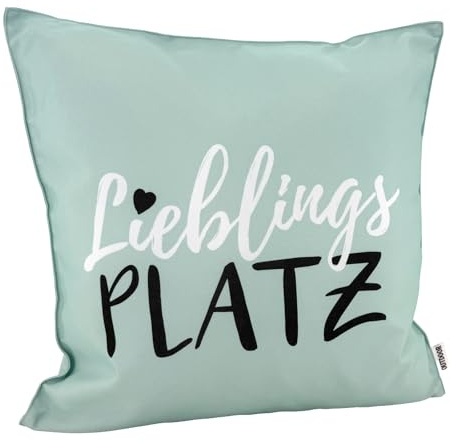 heimtexland ® Outdoorkissen 45x45 Dekokissen Outdoor Garten Lounge Deko Kissen Typ839 Lieblingsplatz 2 Mint