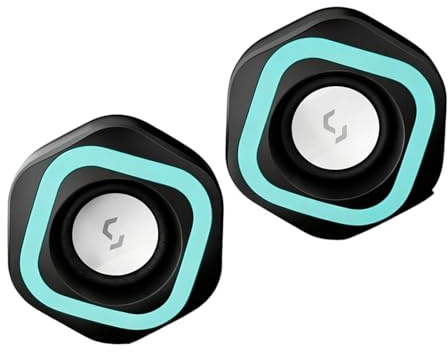 Tsophreniq Altoparlanti da tavolo USB con effetti di luce a LED e suono da 3,5 mm per PC, laptop, TV, altoparlanti da gioco a LED per desktop