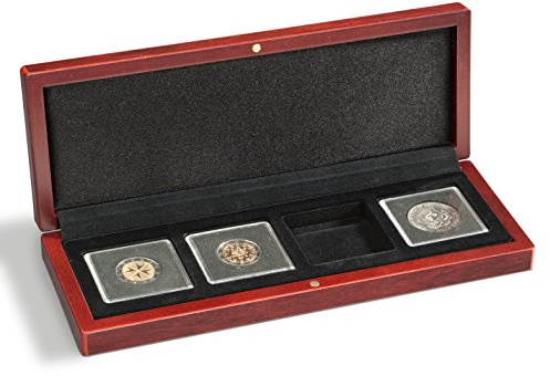 Leuchtturm 339050 Münzetui Volterra - eckige Facheinteilung für 4X Quadrum-Kapsel Münzen - mahagonifarben
