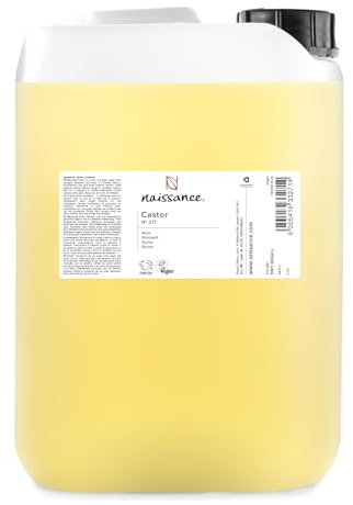 Naissance Cold Pressed Castor Oil (no. 217) 5 Litres (5l) - 100% Pure for Eyelashes, Hair, Eyebrows, Beard Growth - Moisturiser For Nails and Skin – Oil for Massage - Vegan, Hexane Free, No GMO
