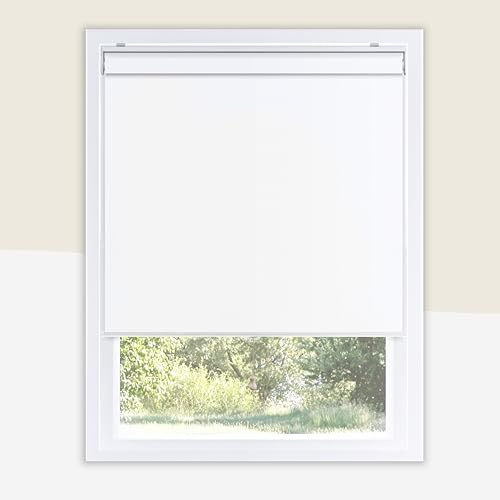 CHICOLOGY Roller Window Shades , Window Blinds , Window Shades for Home , Roller Shades , Window Treatments , Window Blinds Cordless , Door Blinds , Byssus White (Blackout), 27W X 72H